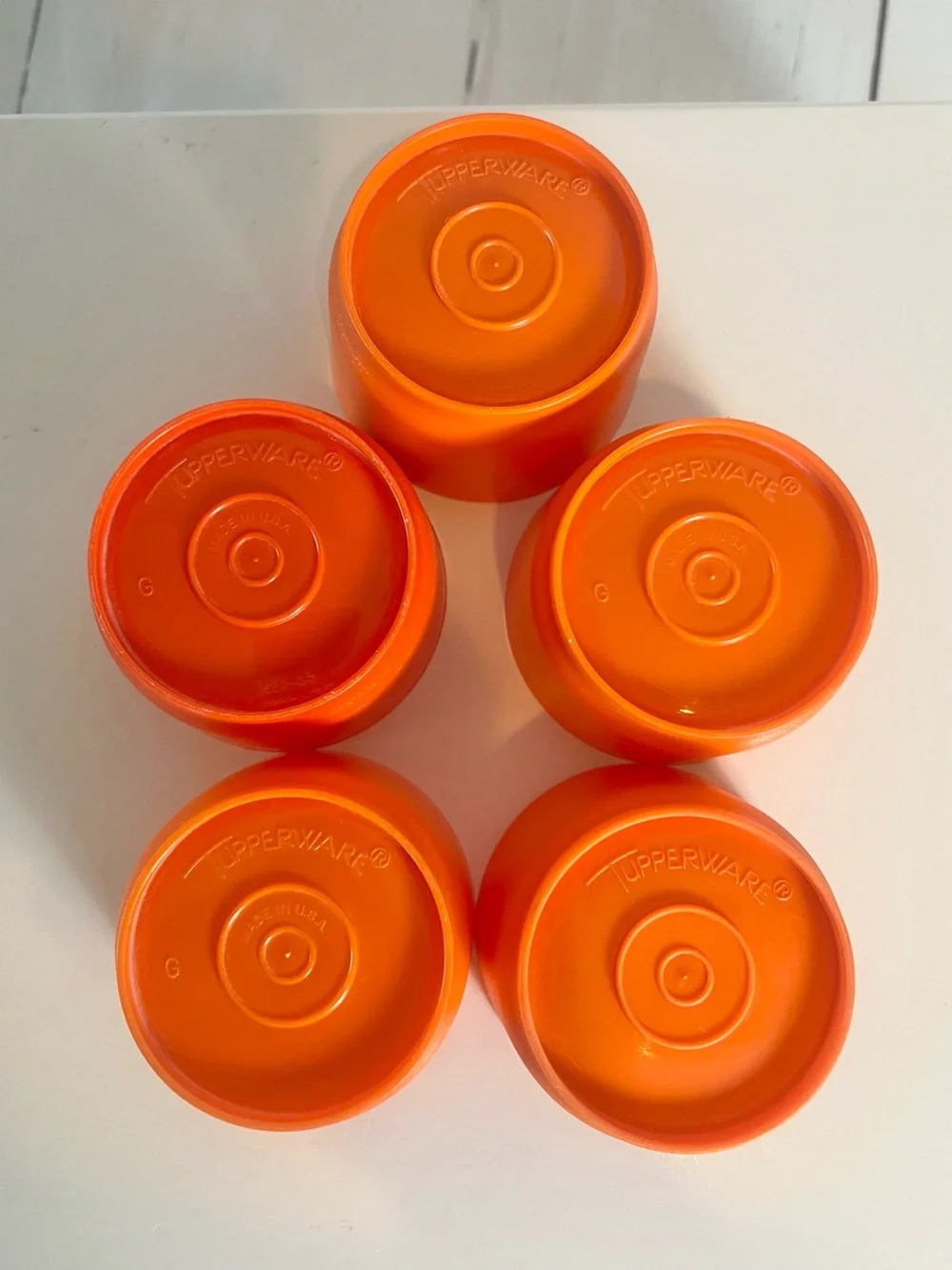 Vintage Tupperware 1229 Orange Snack Cups 4oz - Lot of 5 Replacement Bowls